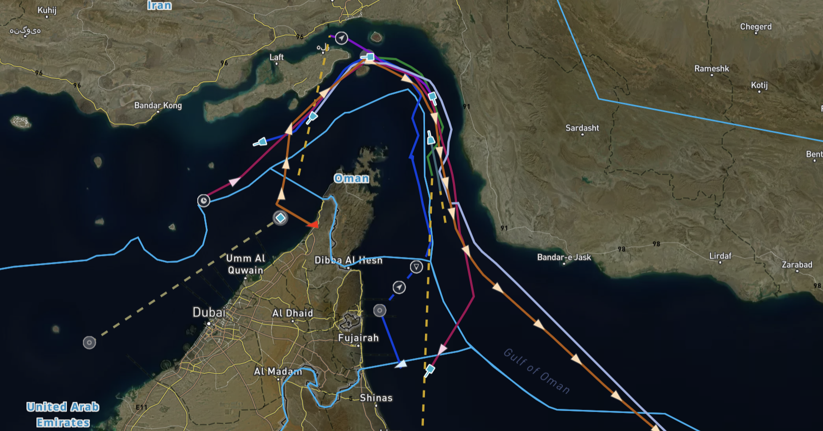 Vessel Tracks — Strait of Hormuz 30 March 2026